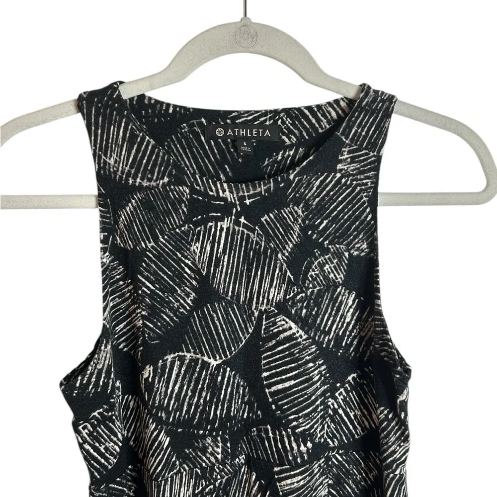 Athleta Black Palm Leaf Santorini Printed High Neck Dress Modal Blend Womens Sml